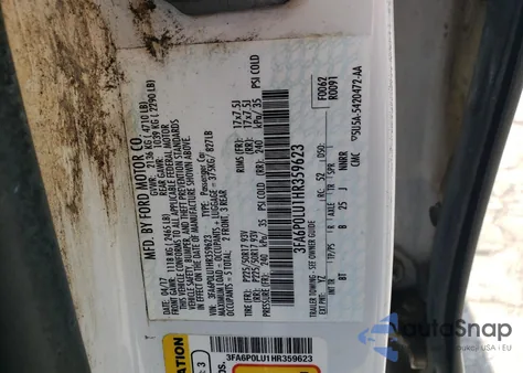 2017 Ford Fusion Se Hybrid from USA, damaged, VIN 3FA6P0LU1HR359623